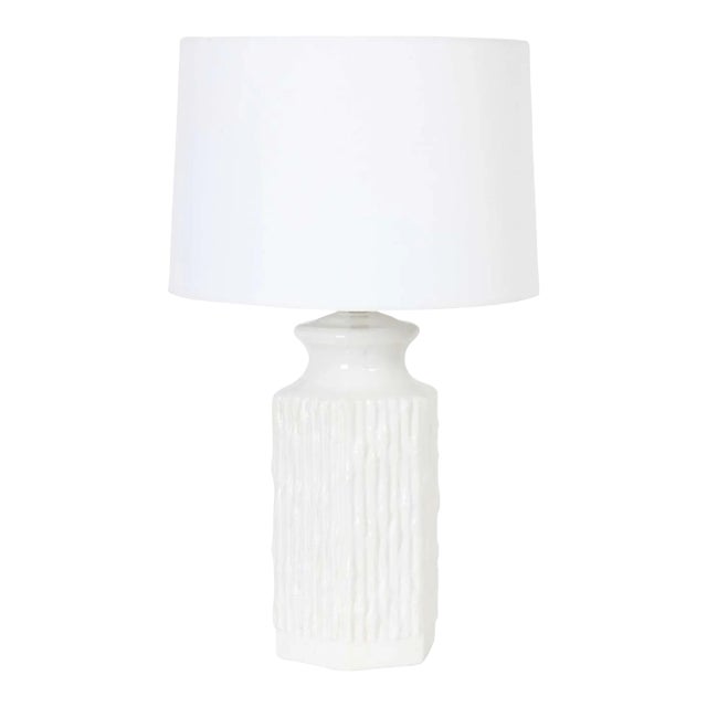 White Faux Bamboo Lamp For Sale