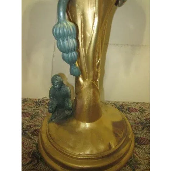 1990s Banana Plant Style Green and Gold Accent Table With Glass Top For Sale - Image 9 of 12