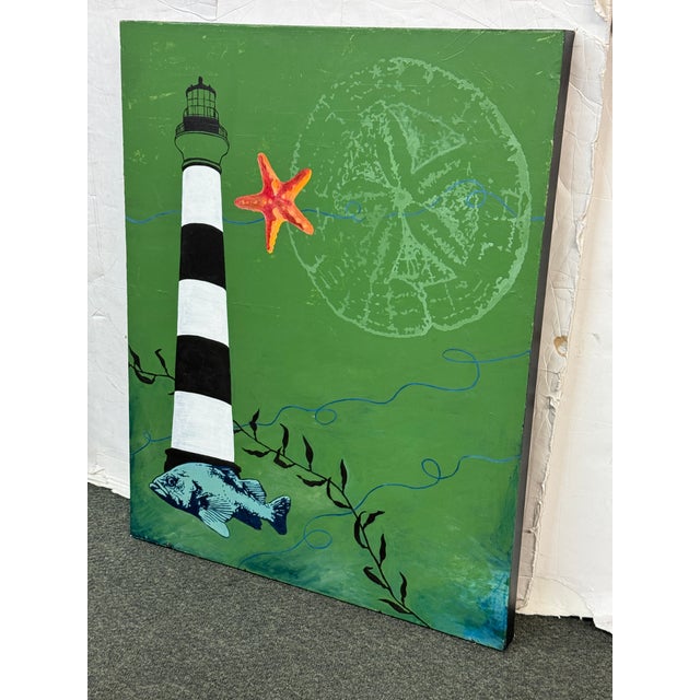 Contemporary Circa 2006 Alice Lopes "Lighthouse" Original Art, Acrylic on Canvas For Sale - Image 3 of 12