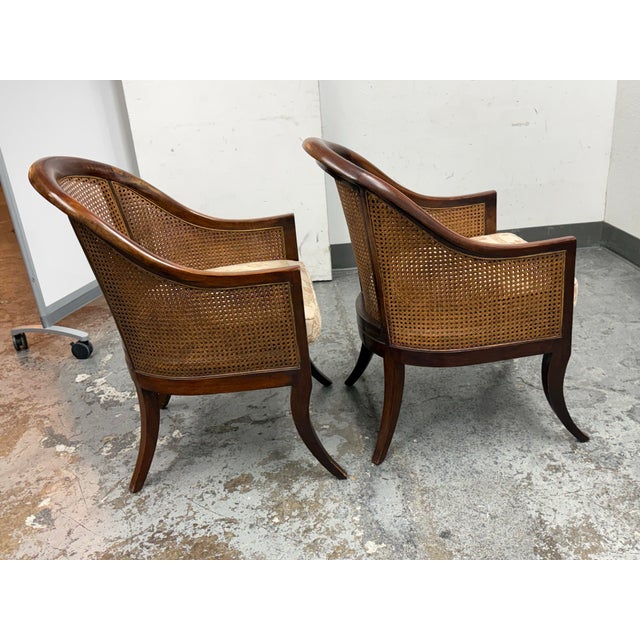 Regency Style Mahogany Bergère Chairs, Pair For Sale - Image 4 of 12