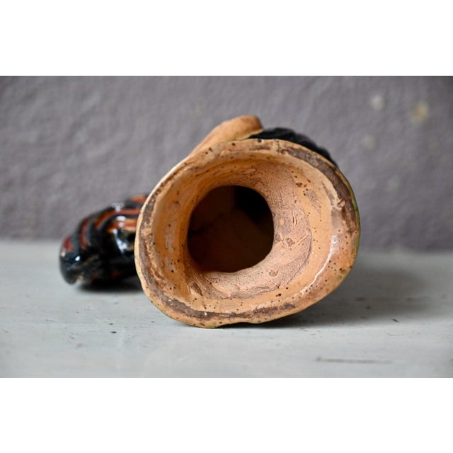 Rustic Rooster in Polychrome Glazed Terracotta, 1930s For Sale - Image 9 of 11