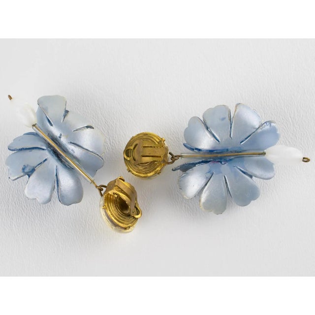 Francoise Montague Paris by Cilea Resin Clip Earrings Blue Hydrangea Flowers For Sale In Atlanta - Image 6 of 8