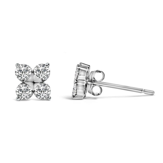 Contemporary 10K White Gold 1/2 Cttw Lab Grown Diamond Snowflake Stud Earrings For Sale - Image 3 of 5