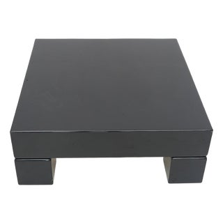 Black Lacquered Square Table, 1970s For Sale