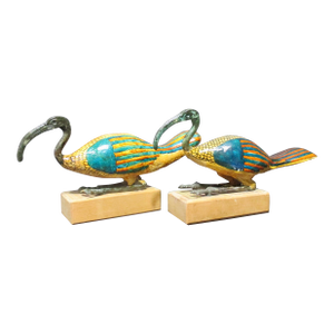 Egyptian Carved Ibis Figures - a Pair of 2