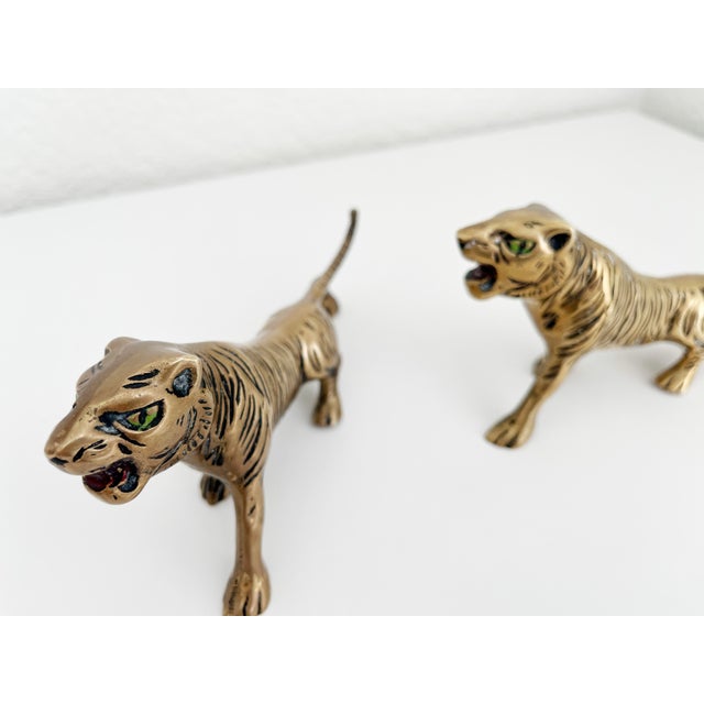 1970s Pair of Brass Tiger Figurines For Sale In Sacramento - Image 6 of 8