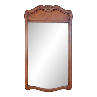 Vintage French Provincial Carved Fruitwood Mirror by John Stuart for John Widdicomb For Sale