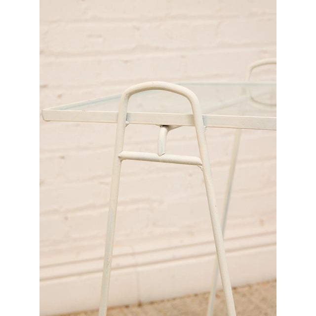 Vintage White Metal & Glass Tray Table For Sale In Los Angeles - Image 6 of 10