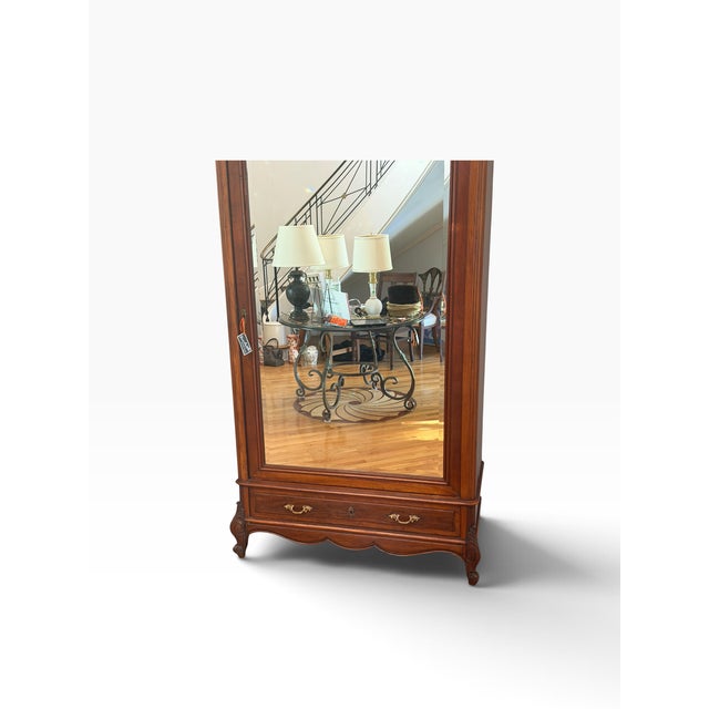 Antique French Provincial Mahogany Mirrored Wardrobe Armoire For Sale - Image 4 of 6