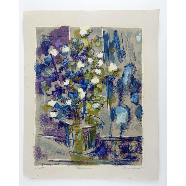 Modernist Floral Still Life Serigraph Print For Sale - Image 4 of 5