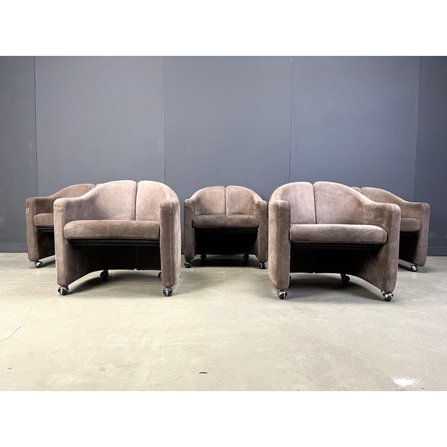 PS142 Easy Chairs attributed to Eugenio Gerli for Tecno, 1970s, Set of 5, in Very Good conditions. Designed 1960 to 1969...