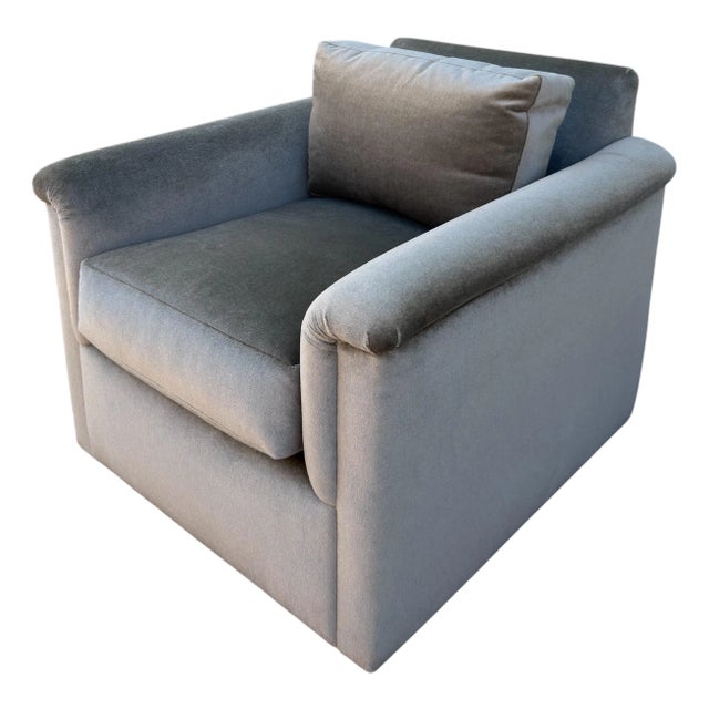 1 of 2 Art Deco J. Robert Scott Mohair Swivel Club Chair For Sale