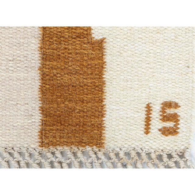Vintage Scandinavian Abstract Gray Flatweave Runner By Ingegerd Silow For Sale - Image 4 of 9