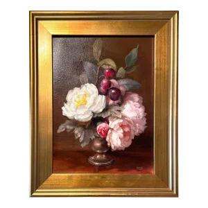 Mary Kay West "Peonies & Plums" Oil Painting