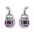 .925 Sterling Silver 8MM Natural Cushion Shaped Amethyst and Diamond Accent Halo with Push Back Dangle Earrings , A Pair For Sale - Image 4 of 6