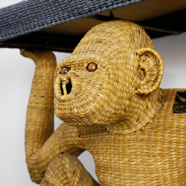 Circa 1970, we offer this Antique Original Mario Lopez Torres Monkey Console, made in natural woven and iron structure,...