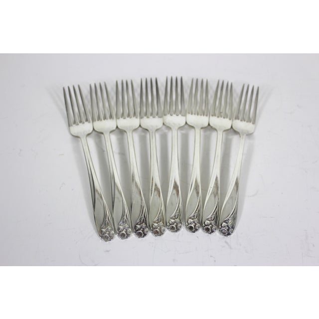 Metal 1950 Silverplate Daffodil 4 Piece Flatware Rogers Place Setting for 8 Plus Hostess Serving Pieces- 40 Pieces For Sale - Image 7 of 12