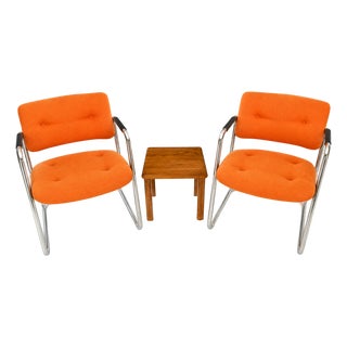 Steelcase Cantilever Chrome Chairs - Pair For Sale