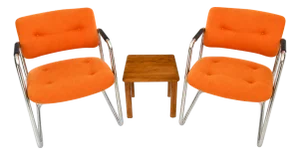 Steelcase Cantilever Chrome Chairs - Pair