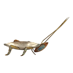 Mexican Abalone, Copper and Brass Grasshopper Sculpture