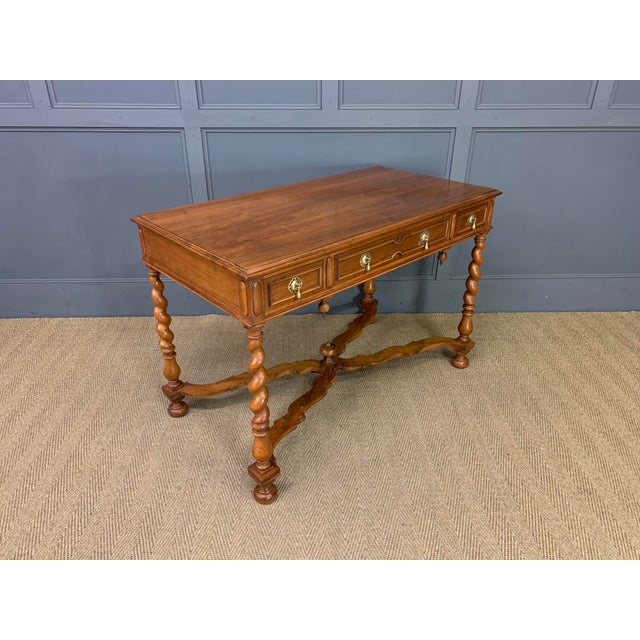 1900 - 1909 Walnut Barley Twist 3 Drawer Side Table, 1900s For Sale - Image 5 of 16