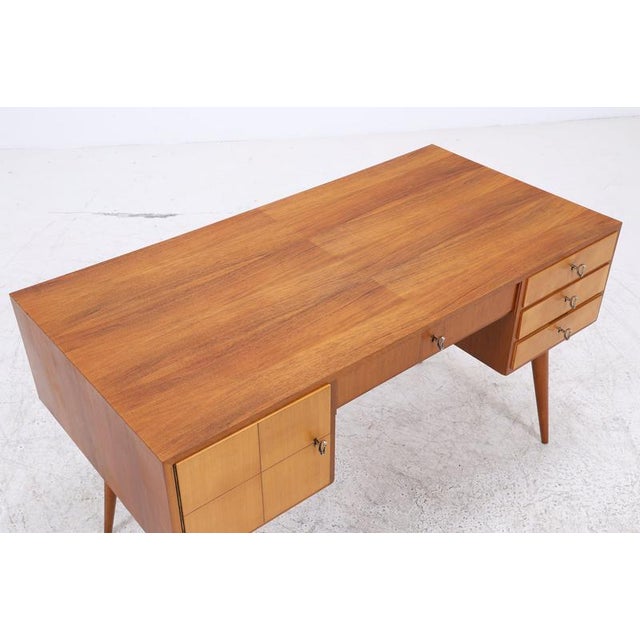 Wood Vintage Desk with 4 Drawers and 2 Doors For Sale - Image 7 of 18