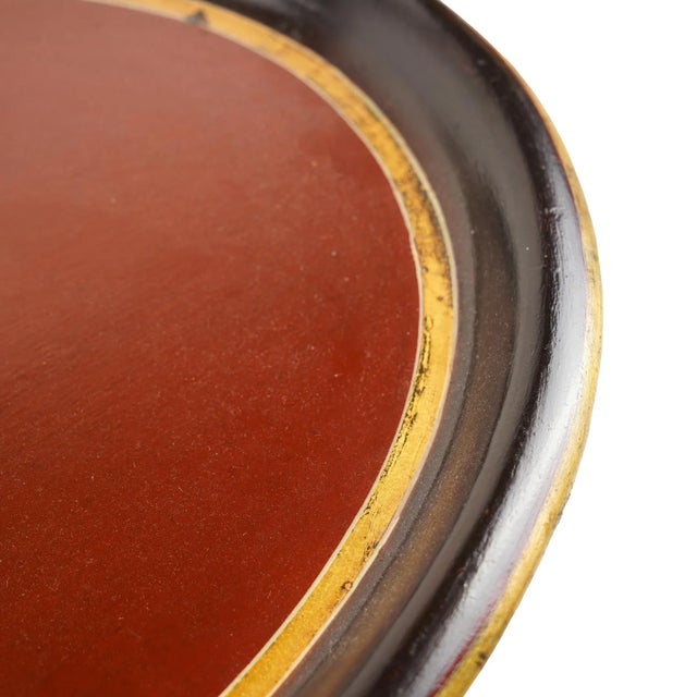 Traditional Continental Oval Tole Tea Tray With Gilt Armorial, 1825-50 For Sale - Image 3 of 10