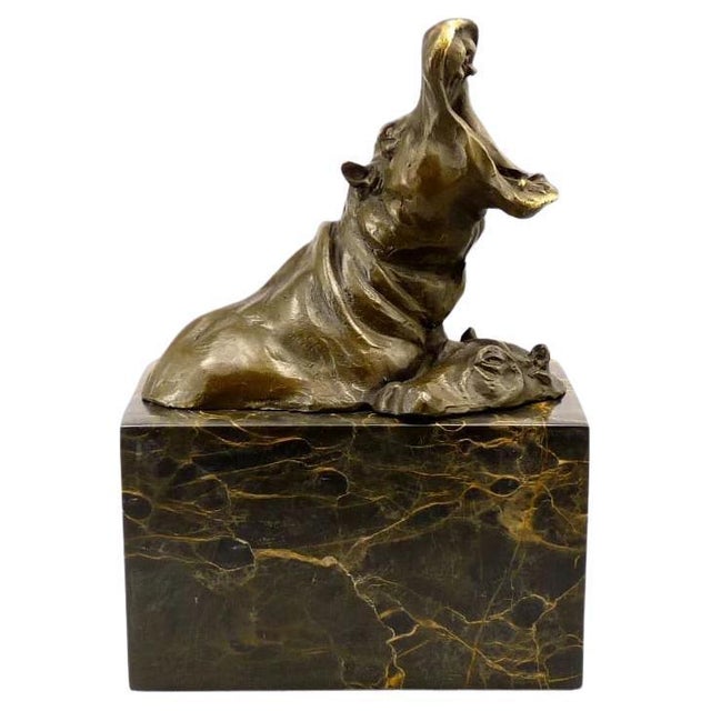 Bronze Little Hippo Statue For Sale - Image 8 of 8