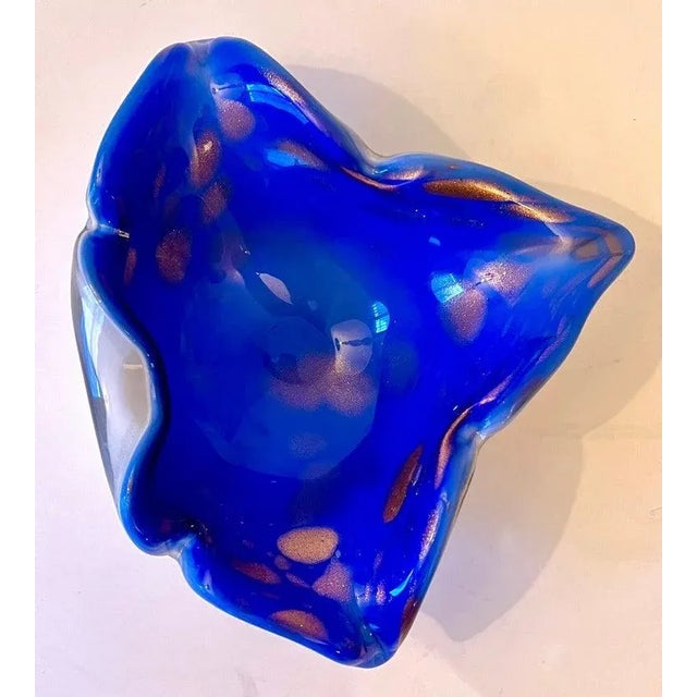 A wonderful Sommerso Murano bowl or ashtray of brilliant cobalt Blue - hand crafted in Italy and ready for your cocktail...