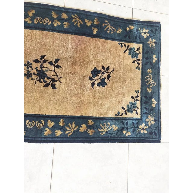 Art Deco Special Beige Ground Color With Delicate Floral Pattern Antique Chinese Peking Rug For Sale - Image 3 of 4