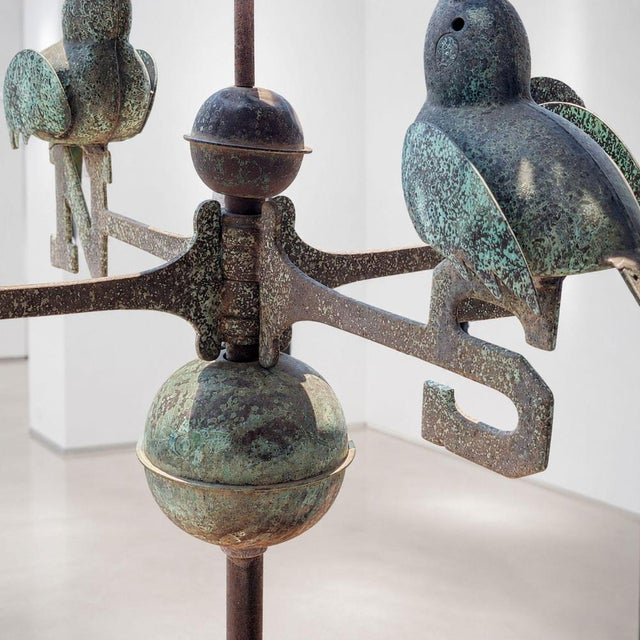 Early 20th Century Italian Weathervane in Three-Dimensional Copper with Birds and Original Patina For Sale - Image 6 of 9