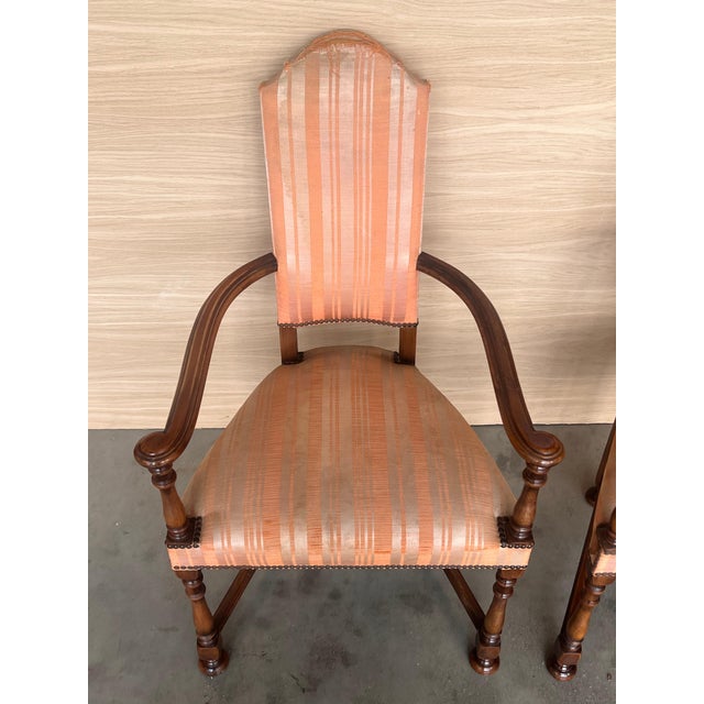 Mid 20th Century Mid 20th Century Pair of Spanish Armchairs with High Back signed by Valenti For Sale - Image 5 of 18
