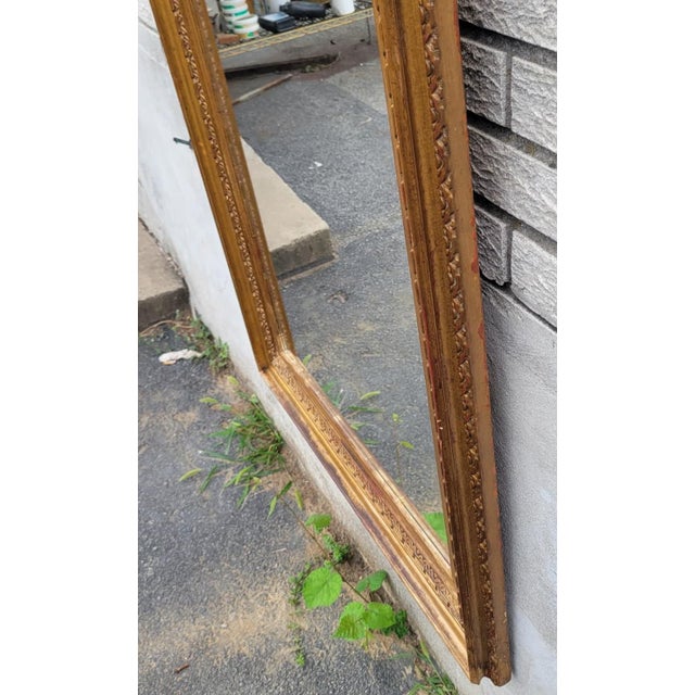 Wood Antique 19th Century French Gilded Wood Wall Mirror Gold Carved Victorian Frame For Sale - Image 7 of 16