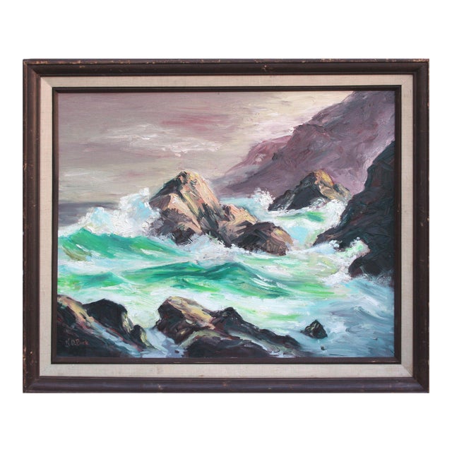 California Coastal Waves Seascape Original Oil on Canvas by k.o. Buck For Sale