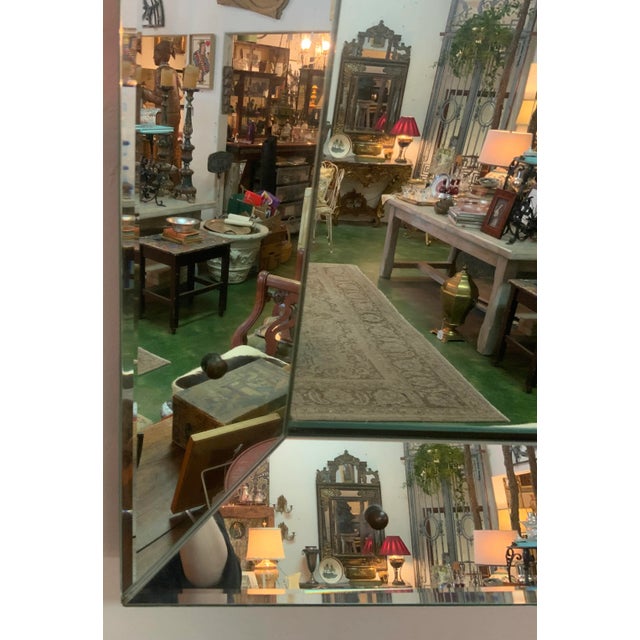 Sleek Mirror With Bronze Studs & Beveled Glass in the Mirrored Frame For Sale - Image 10 of 13