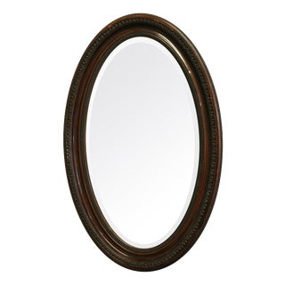 Large Edwardian Wood Finish Oval Mirror, 1900 For Sale