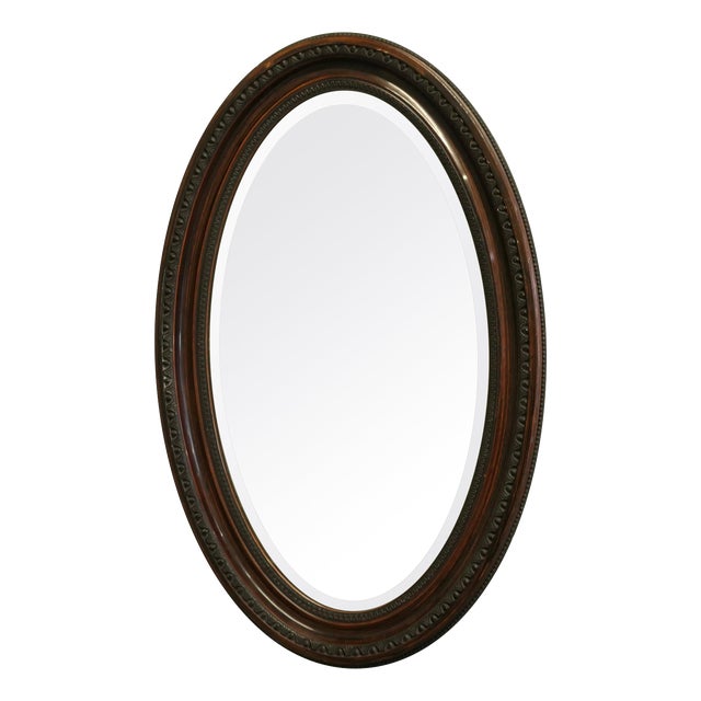 Large Edwardian Wood Finish Oval Mirror, 1900 For Sale