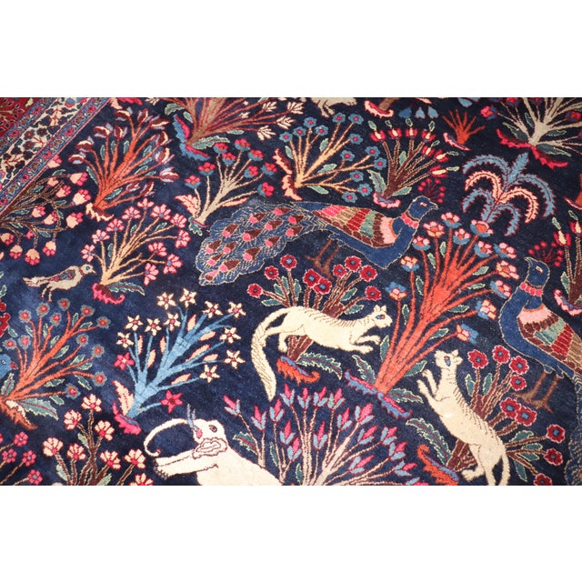 Textile Early 20th Century Zabihi Collection Jewel Toned Botanical Persian Meshed Animal Pictorial Rug - 11'7" x 13'10" For Sale - Image 7 of 12