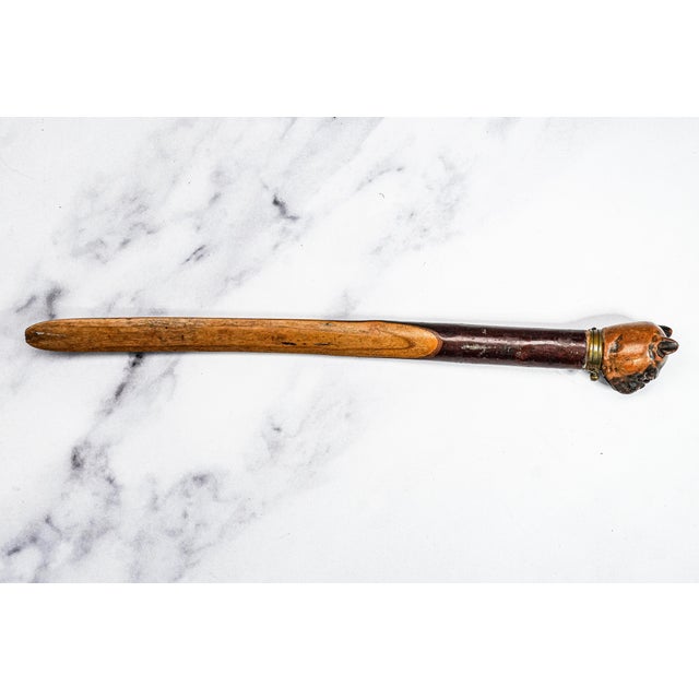Amazing Hand Carved Wood British Bull Dog Antique Desk Letter Opener Office Decor For Sale - Image 11 of 12