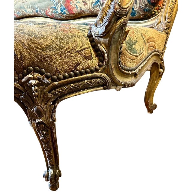 Louis XV Style Giltwood Canape Upholstered in 18th Century Beauvais Tapestry, Manner of Jean-Baptiste Tilliard For Sale In Washington DC - Image 6 of 13