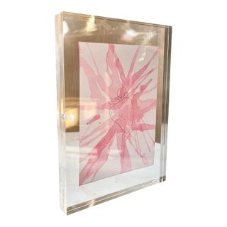 Lucite Framed Watercolor Abstract Painting For Sale
