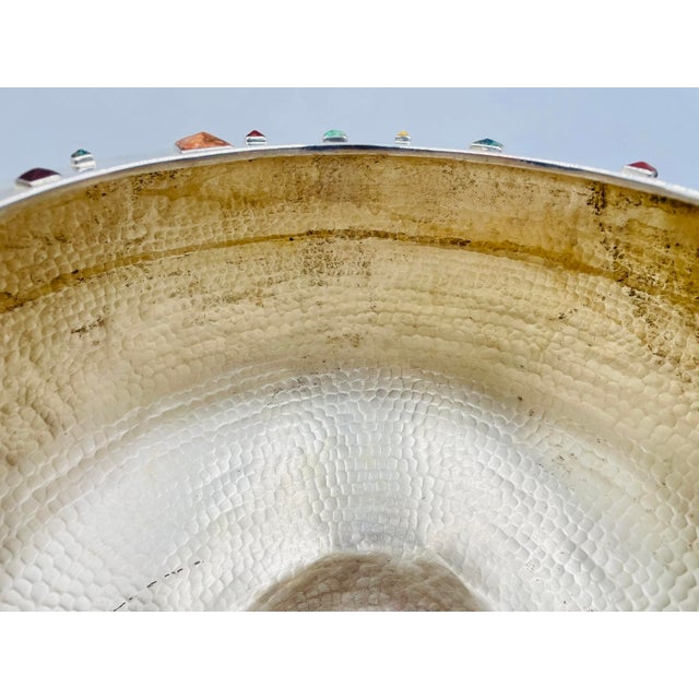 1980s Monumental Emilia Castillo Centerpiece Bowl, Silver Plated & Gem Stones, Mexico For Sale - Image 15 of 18