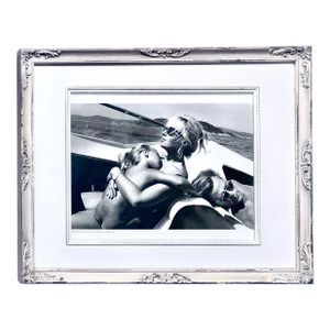 Reproduction Black & White Print of Donatello Versace, Allegra and Paul Beck, Antibes 1990 Photographed by Helmut Newton