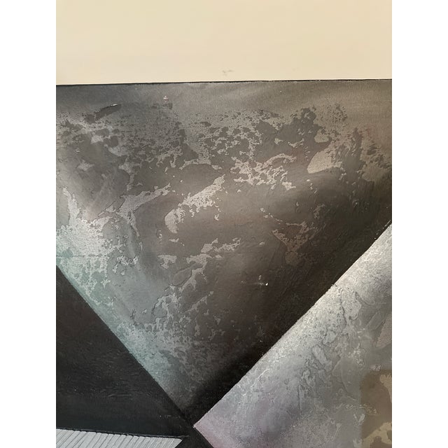Large 1980s Robert Marx Abstract Geometric Acrylic Painting on Canvas – Iridescent Texture & Color For Sale In Lexington, KY - Image 6 of 12