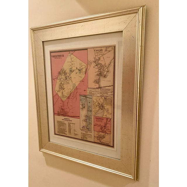 Printmaking Materials Framed Antique Map of Greenwich, Connecticut For Sale - Image 7 of 9