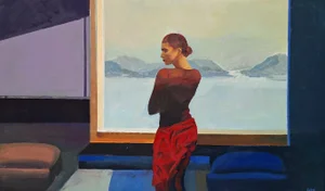 Danuta Dabrowska-Siemaszkiewicz, Lady in the Window, 2025, Oil on Canvas