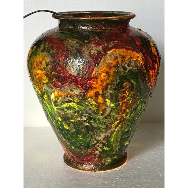 Yellow 2000s Original Hand Painted, Hand Glazed and Enameled Vase by Monique Nichols For Sale - Image 8 of 12