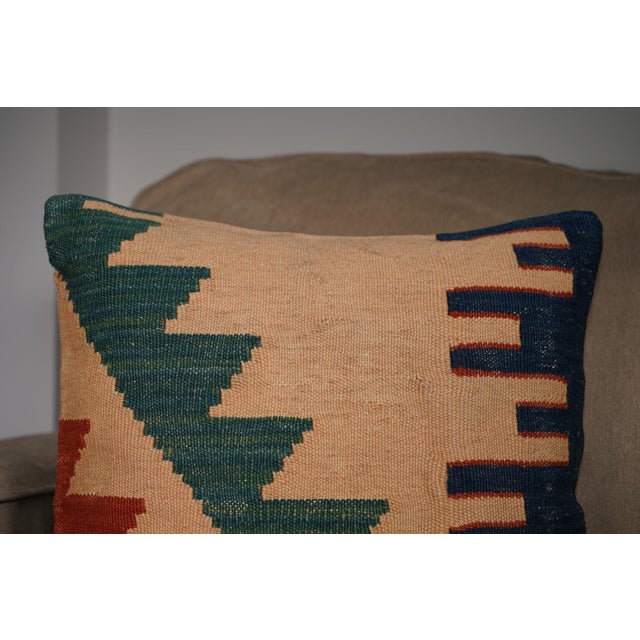 Tribal 16x16 Vintage Kilim Pillow Cover – Geometric Southwest Pattern For Sale - Image 3 of 8