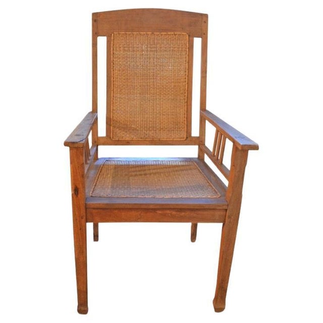 Andrianna Shamaris Colonial Teak Wood and Rattan Chair For Sale - Image 15 of 18