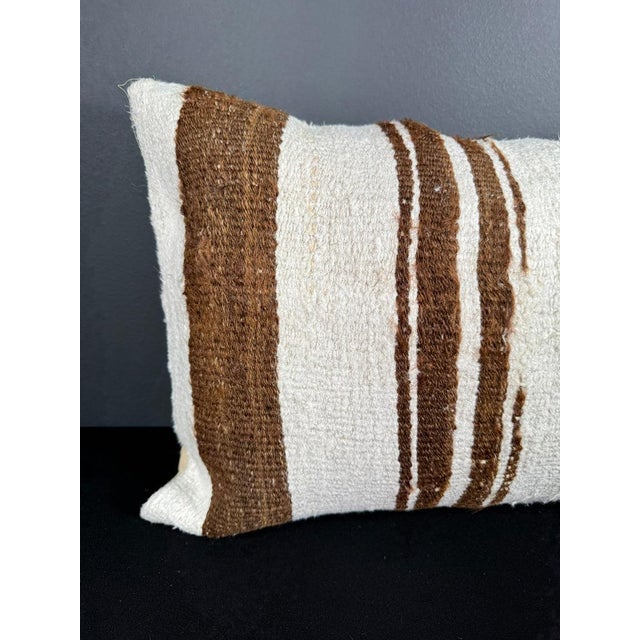Contemporary Turkish Hemp Pillow Cushion Natural Beige Brown Pillow Cushion Cover 16" x 24" For Sale - Image 3 of 4